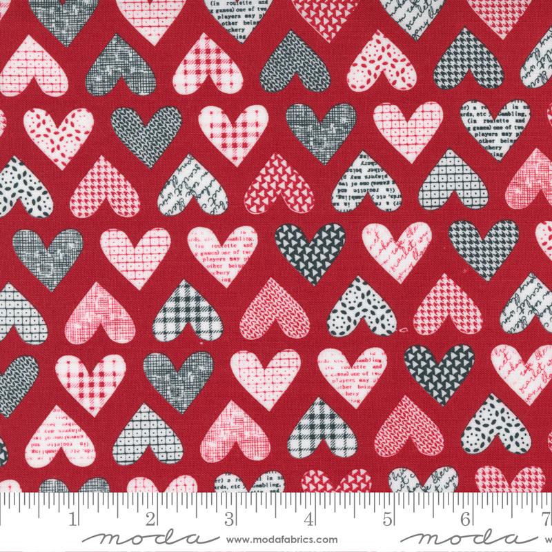 valentines day fabric red hearts on Fabric