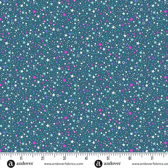 Andover Fabrics Fairy Dust Teal Sparkle MU-053-T