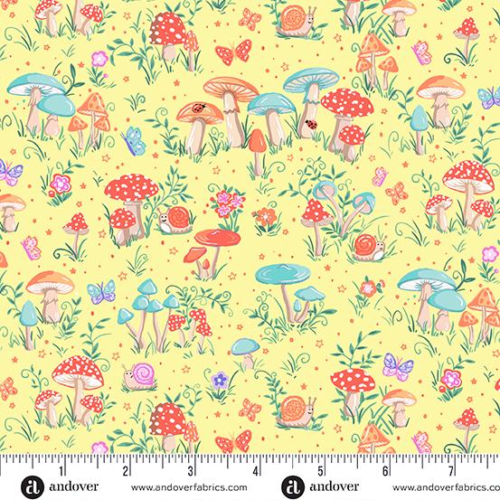 Andover Fabrics Fairy Dust Yellow  Toadstool  MU-051-Y