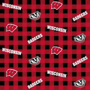 Benartex Fabrics NCAA- Wisconsin Badgers Buffalo Plaid  WIS1207