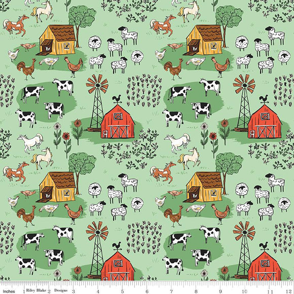 Riley Blake Designs Farm Livin Main  Mint  C15180-MINT