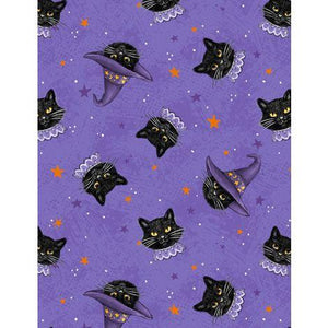 Wilmington Prints Meow-Gical Cat Head Toss  Purple  3008-96476-991