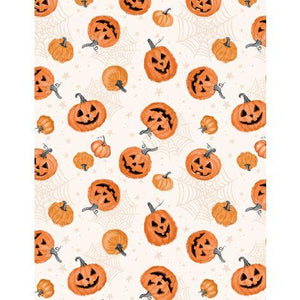 Wilmington Prints Meow-Gical Pumpkin Toss Cream  3008-96477-228