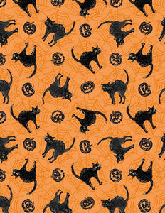 Wilmington Prints Meow-Gical Scaredy Cats  Orange  3008-96478-899