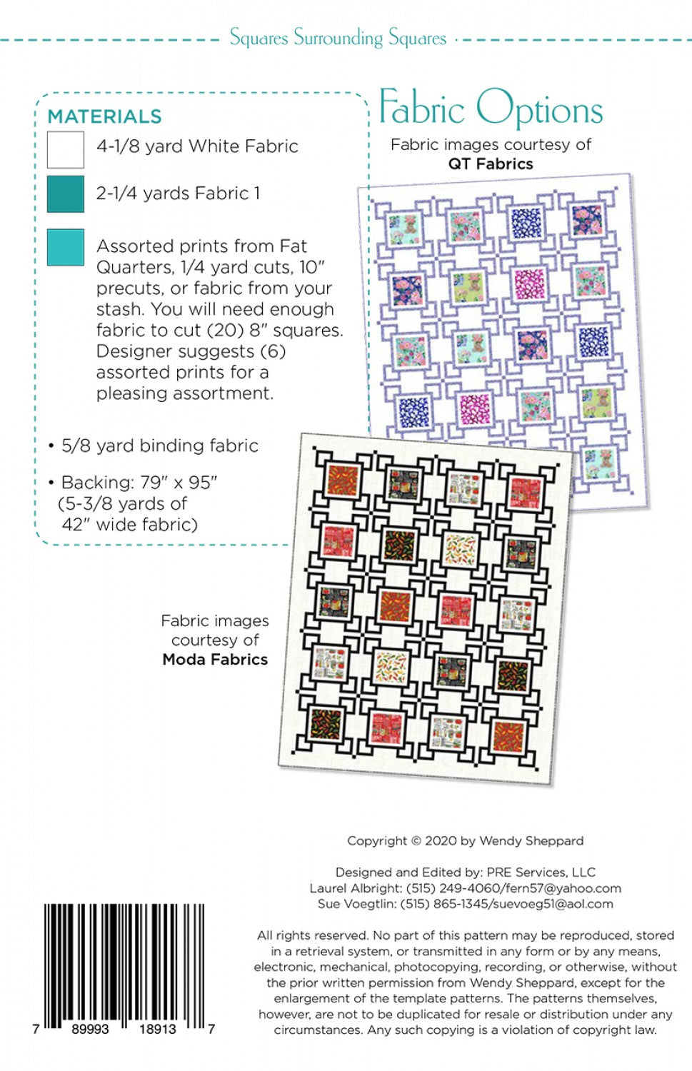 Squares Surrounding Squares Pattern by Wendy Sheppard finished size 71 x  87